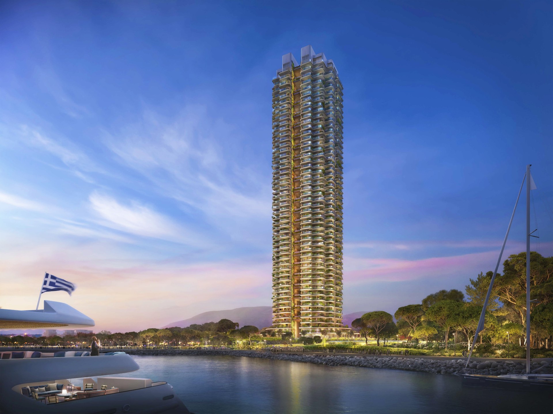 Visualisation of the Riviera Tower by Foster + Partners at The Ellinikon, Athens